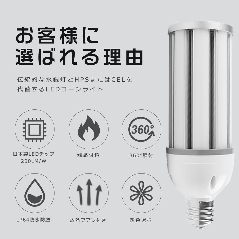 大人気，新品 ledコーンライト 水銀灯からledへ交換 ハロゲン電球 led